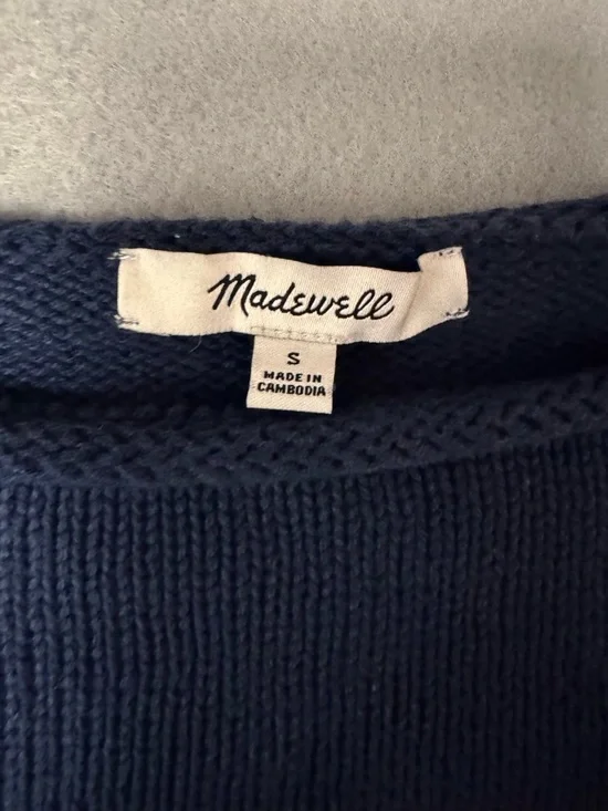 Madewell Navy with Red Stripe Crewneck Sweater - Picture 2 of 7